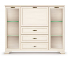 Шкаф низкий 2 стеклодвери "тумба-витрина" Сиена (Бодега Белый)