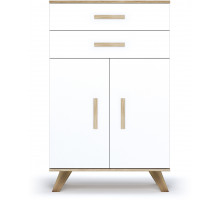 Шкаф низкий Вега Скандинавия (глянец, белый + дуб каньон)